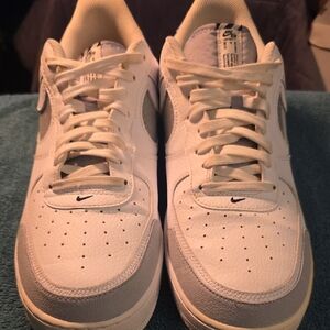 Nike White and Light Gray Air Force Low-Top Sneakers
